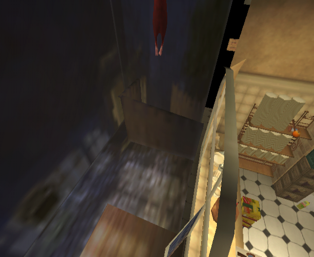 Due to the entrance angle of the window leading out to "Kitchen Pipe", this odd bit of geometry goes completely unseen. It's unclear exactly what it is, but a fence of some sort or a dumpster are possible candidates.