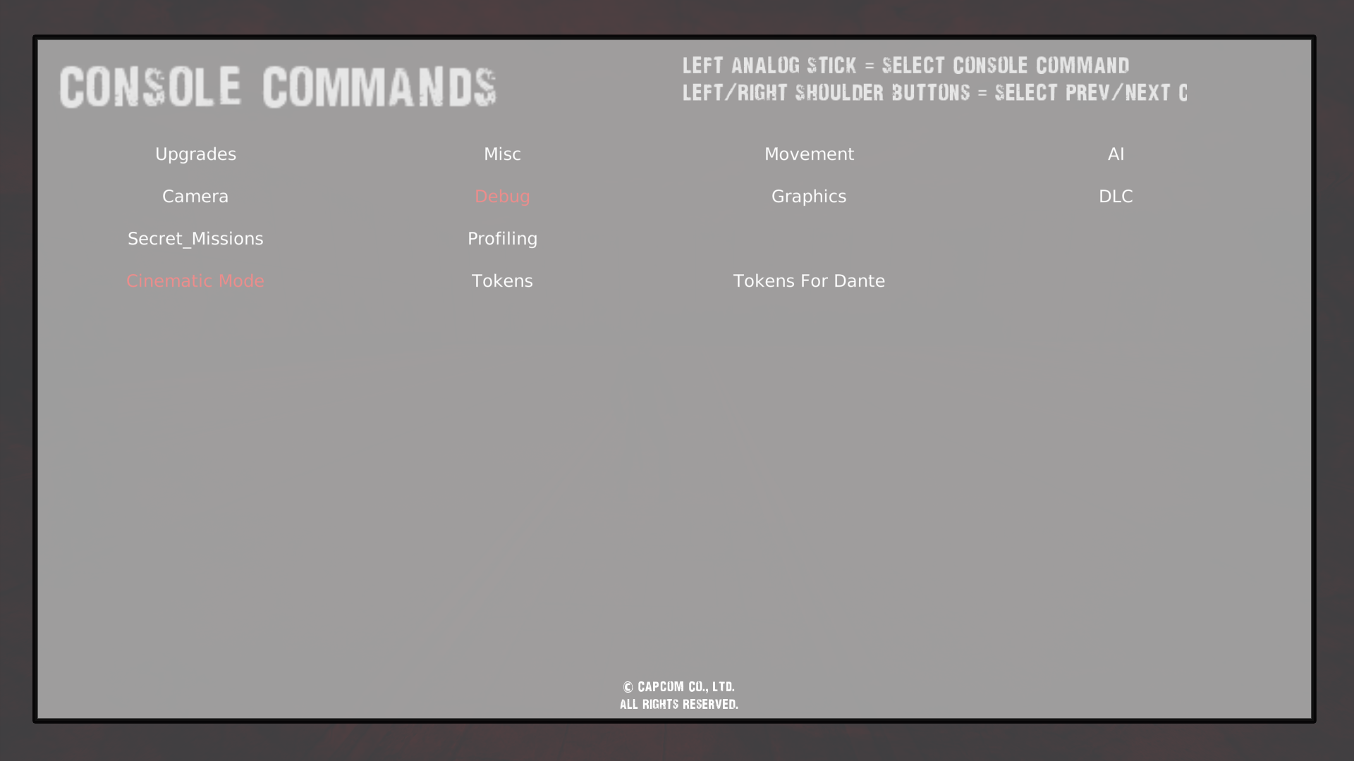 Console Commands - Debug