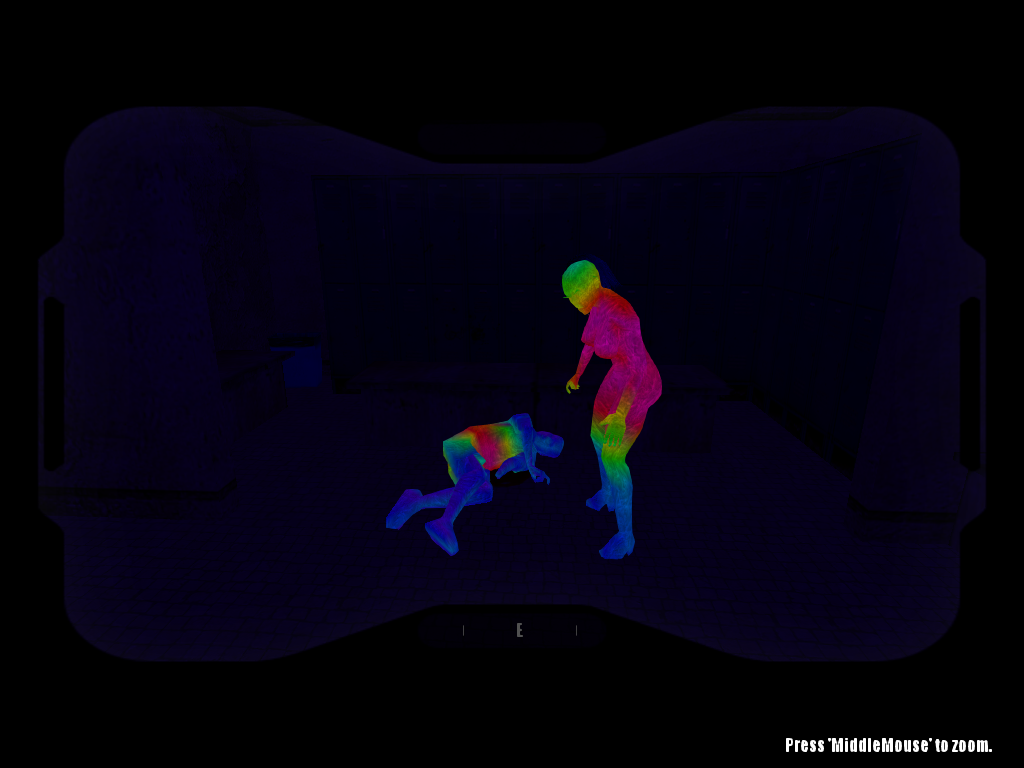 One dead NPC and one alive NPC. Notice that the one on the left is starting to have his heat signature fade.