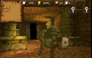 The Troll wields a mallet, rather than the club he has in the final game The Troll wields a mallet, rather than the club he has in the final game