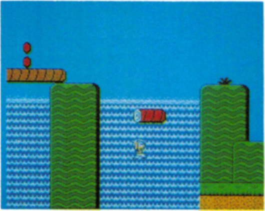 Resembles a portion of 1-1. The differing background and sprite log colors can be seen here.