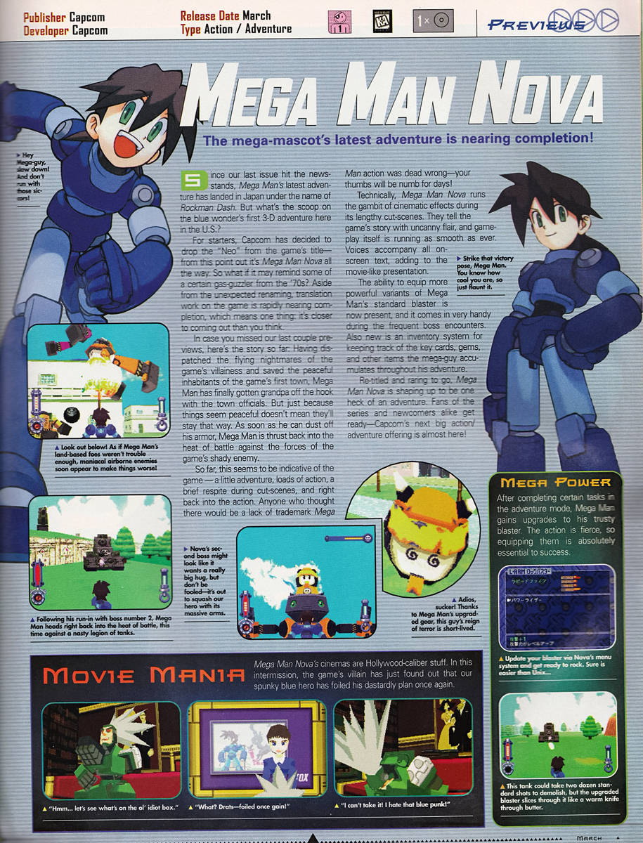 Mega Man Nova was a name Capcom deliberated on before Mega Man Legends. Note its original release was March of 1998 as well.