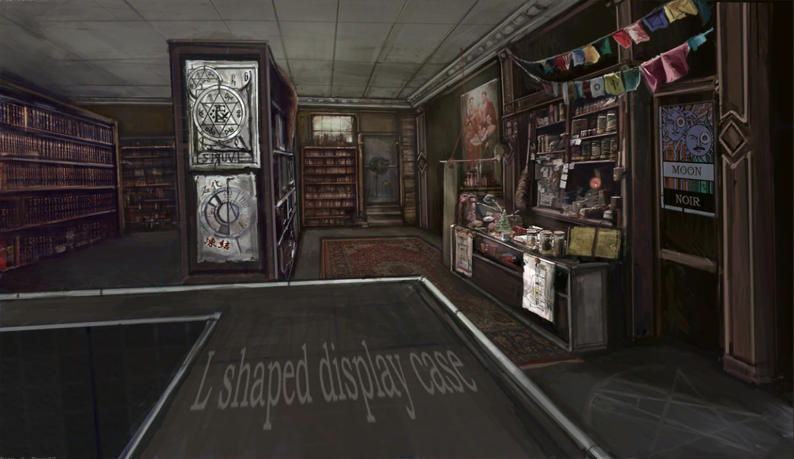 Interior of Ray's Occult Books, which would have appeared in the middle of the level. Interior of Ray's Occult Books, which would have appeared in the middle of the level.