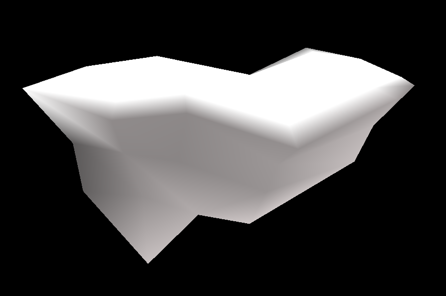 The very bottom piece of geometry, which is a rocky platform of a dark color with a grassy top with flowers on it. The player spawns above this piece, however, and cannot normally land on it due to a PU Wind object in the way.