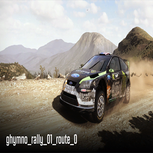 Ghymno (01), Route 0. The Ken Block's Ford Focus RS WRC (not in final game) is seen in this screenshot.