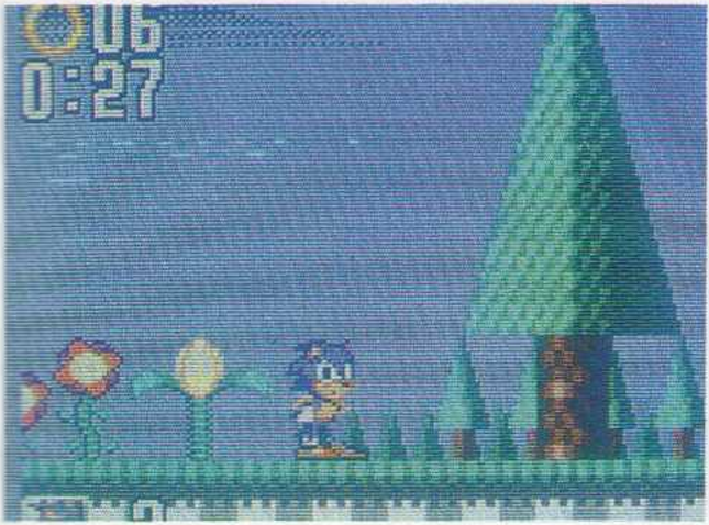 Different trees and flower again. The mountains look similar to the ones in Sky High Zone in the AutoDemo, but they are wider here. Samsung Gam*Boy Game Software Index 1992