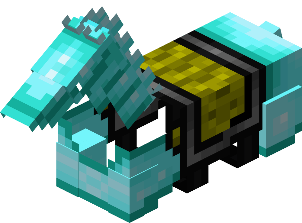 An isometric render of diamond horse armor in 13w16a.