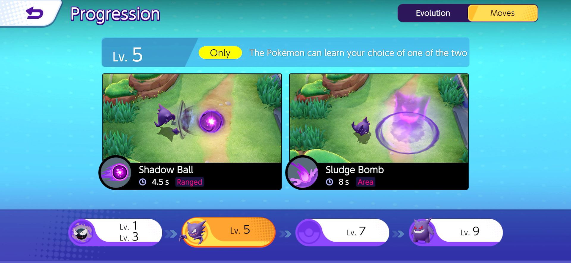 Early Progression menu.