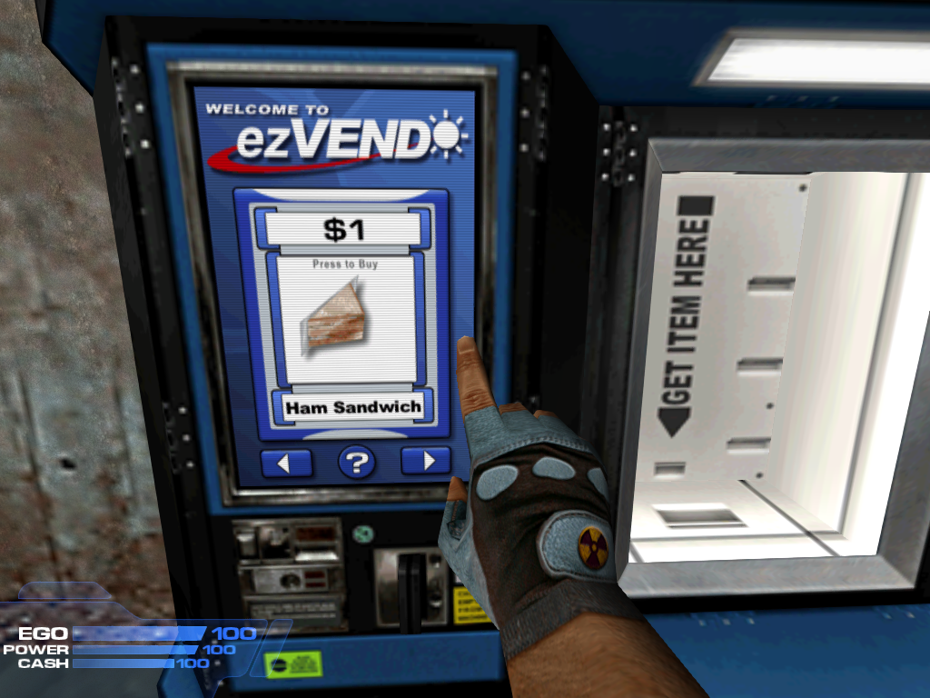 ezVEND interface. Note the cash indicator on the HUD.