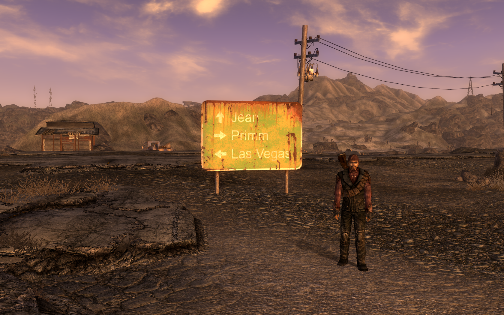 Wasteland Adventurer standing on his unused location marker (modded).