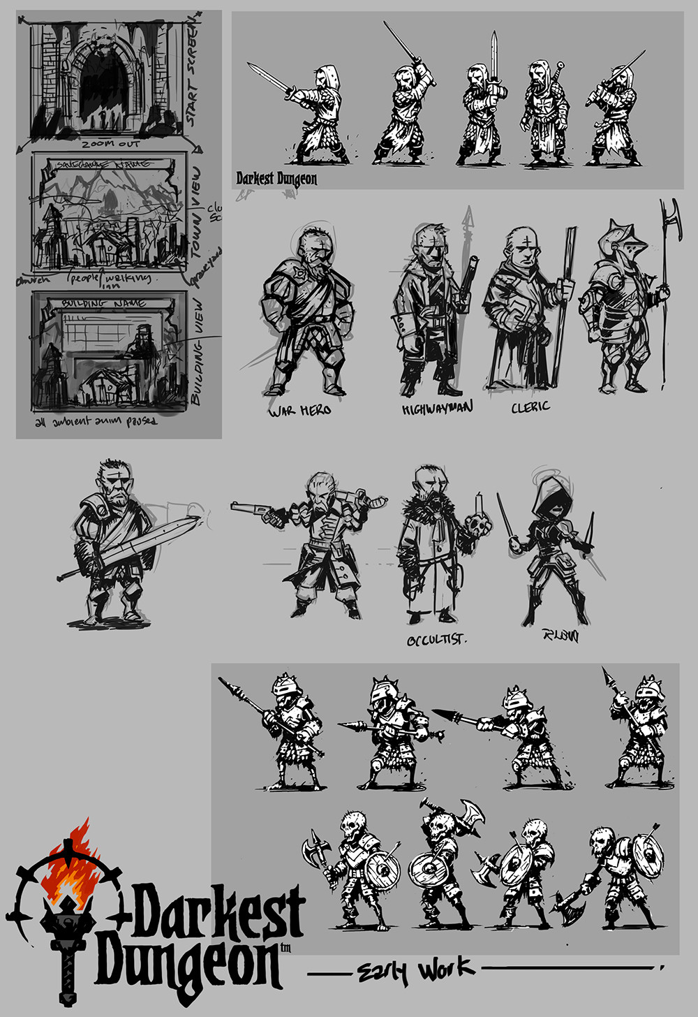 Concepts of various heroes.