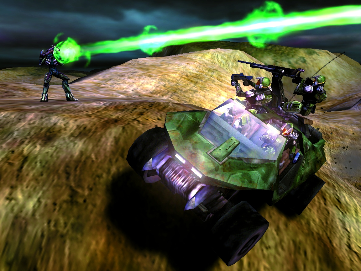 Partly unused, the Fuel Rod Gun is only wielded by Grunts in the final game, and they explode upon their deaths to prevent the player from equipping them. They are, however, equippable in Halo PC, just not the Xbox version.