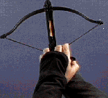 Reloading the crossbow. Reloading the crossbow.