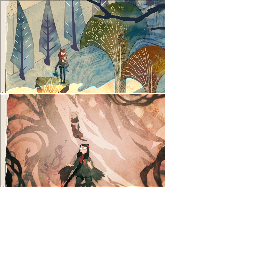 Early artwork. Cheshire's design in the bottom image is closer to his original appearance in Bayonetta.
