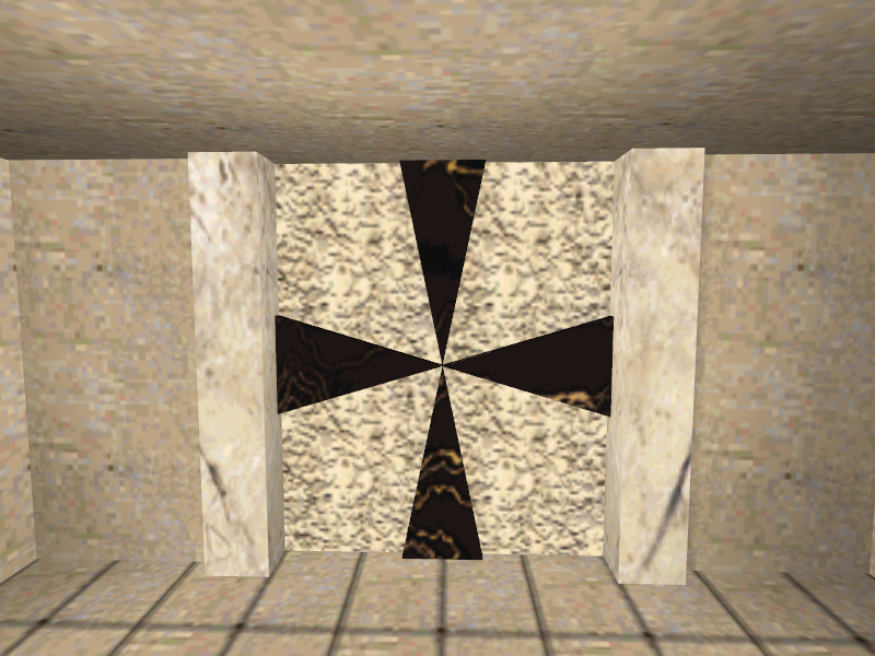 Door exposed by knocking down the boulder.