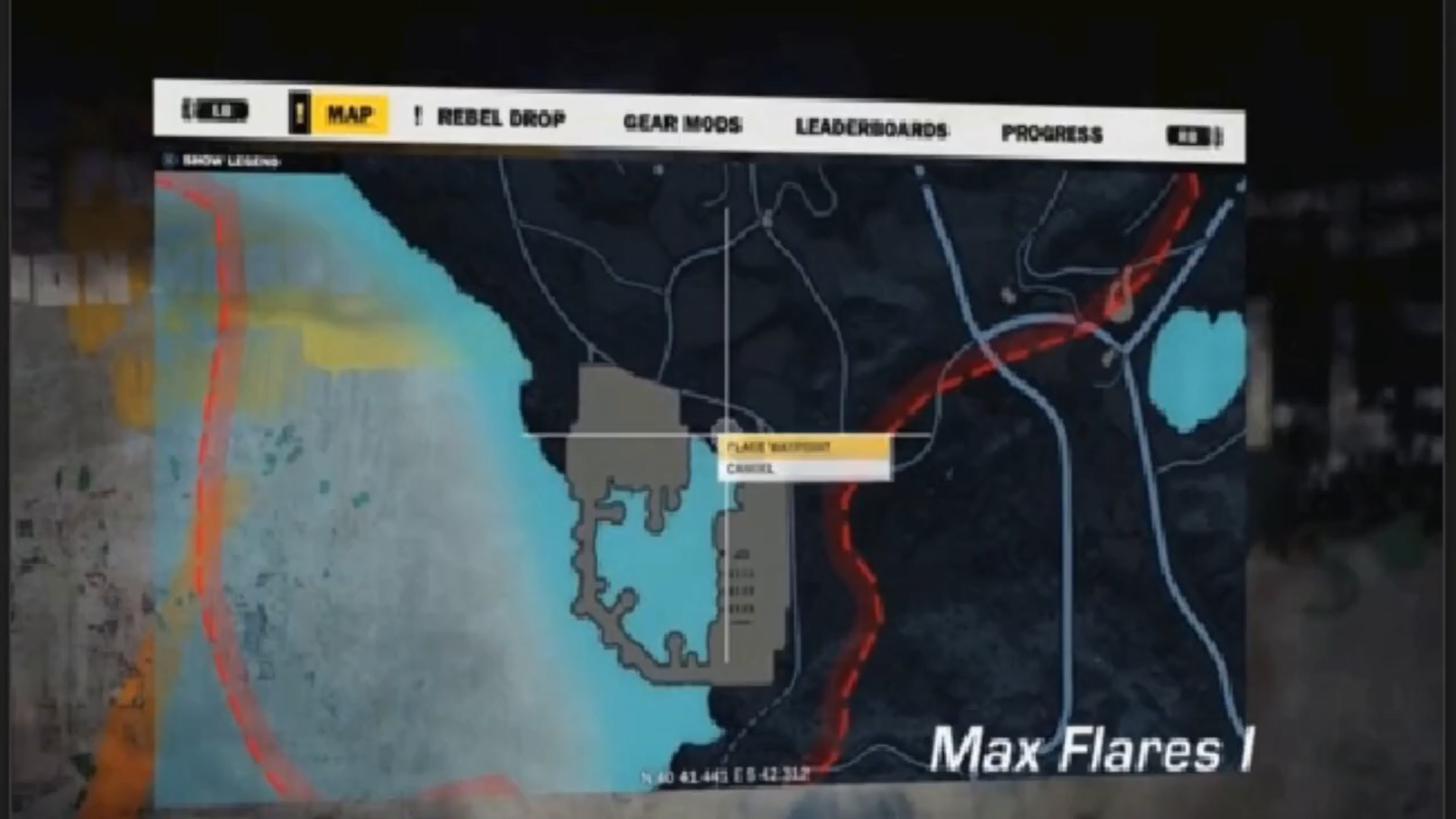 Angled map screen. Angled map screen.