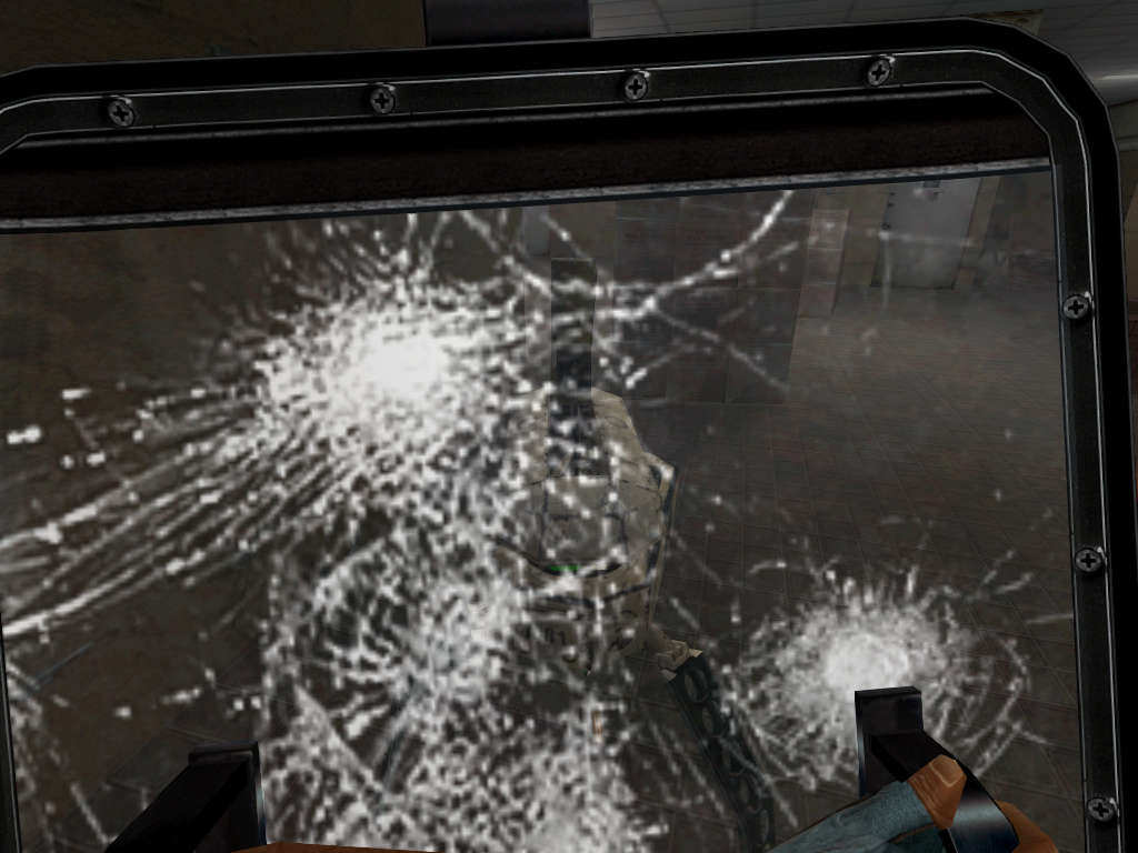 Riot shield with a charge between 50 and 31.