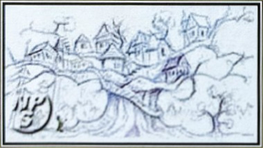 A village suspended in a tree top. A village suspended in a tree top.