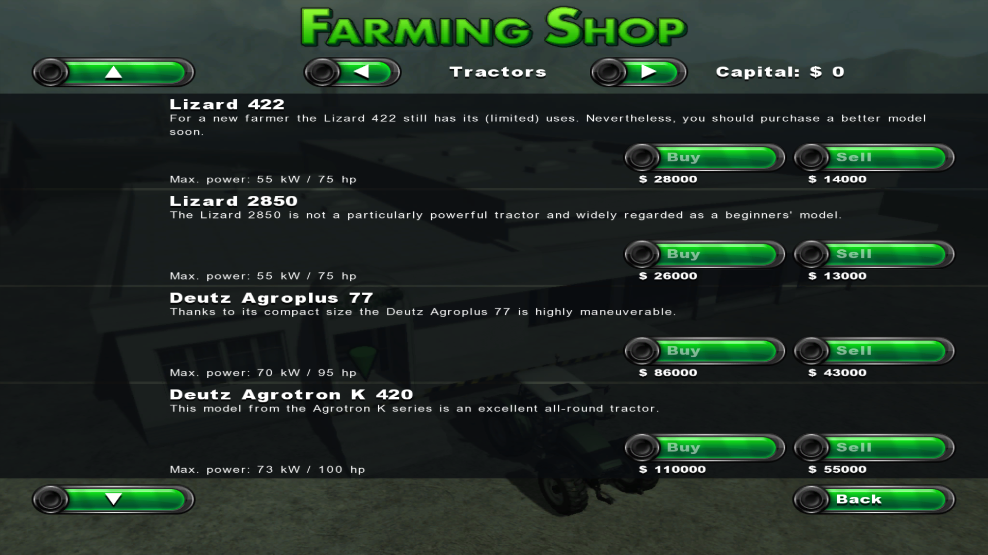 Unblocked store in the demo version. Notice the lack of icons. Note: This menu slows down the game horrendously.