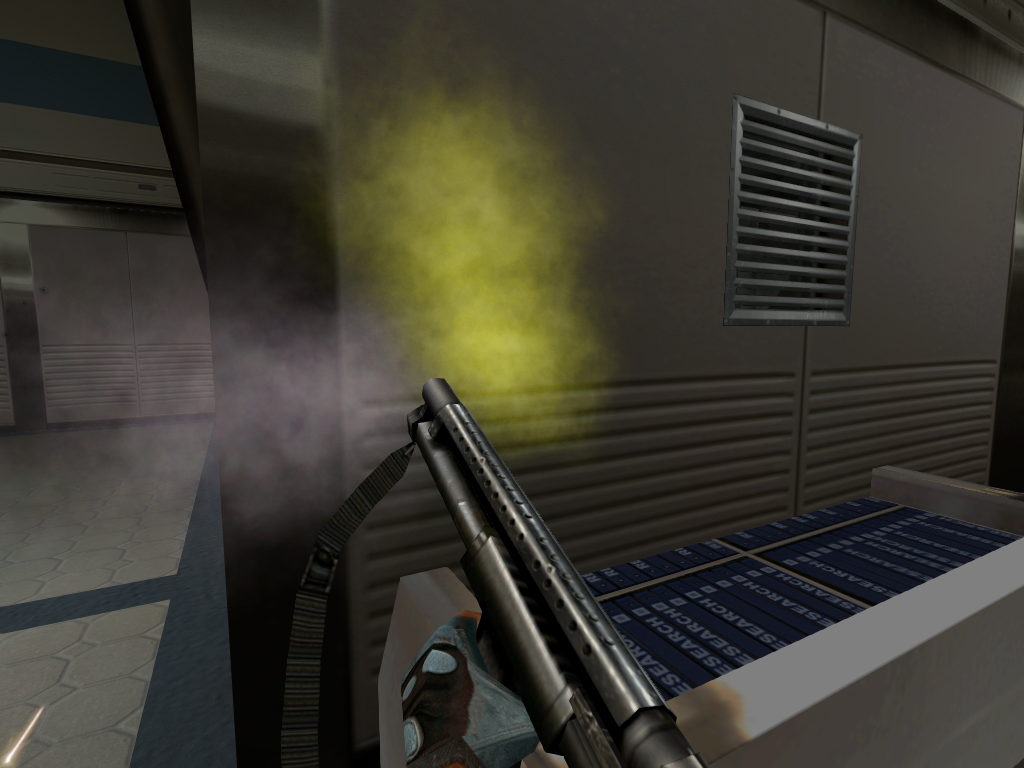 Shooting acid rounds from the Shotgun.