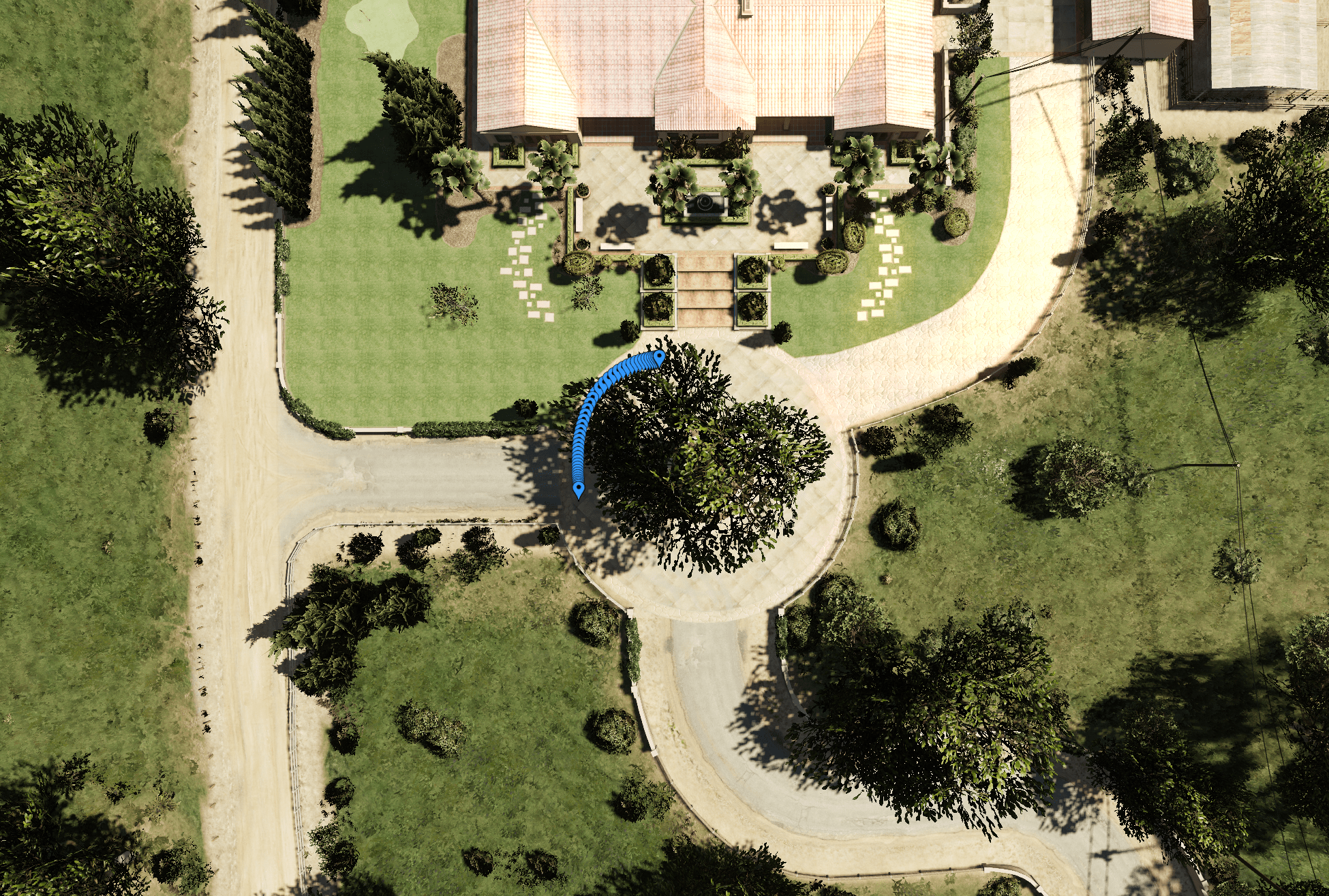 The positions rendered in-game. (Each blue marker is a position.) The positions rendered in-game. (Each blue marker is a position.)