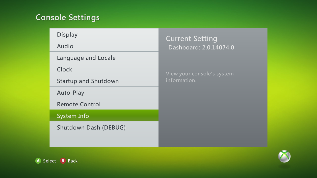 System Info button System Info button