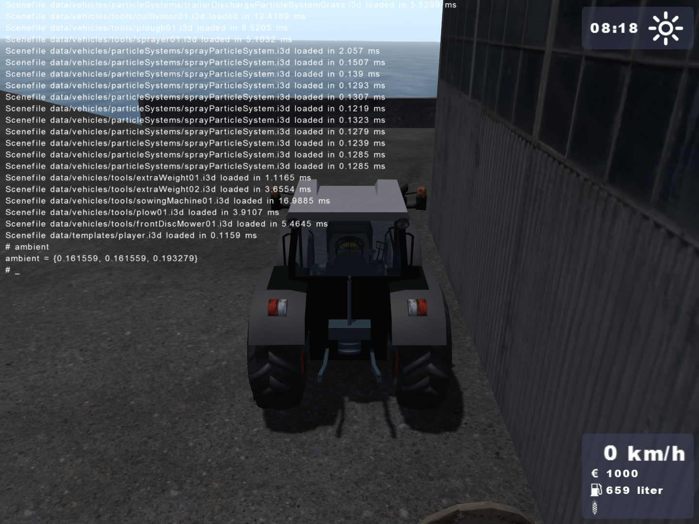 The ambient command activated in the console