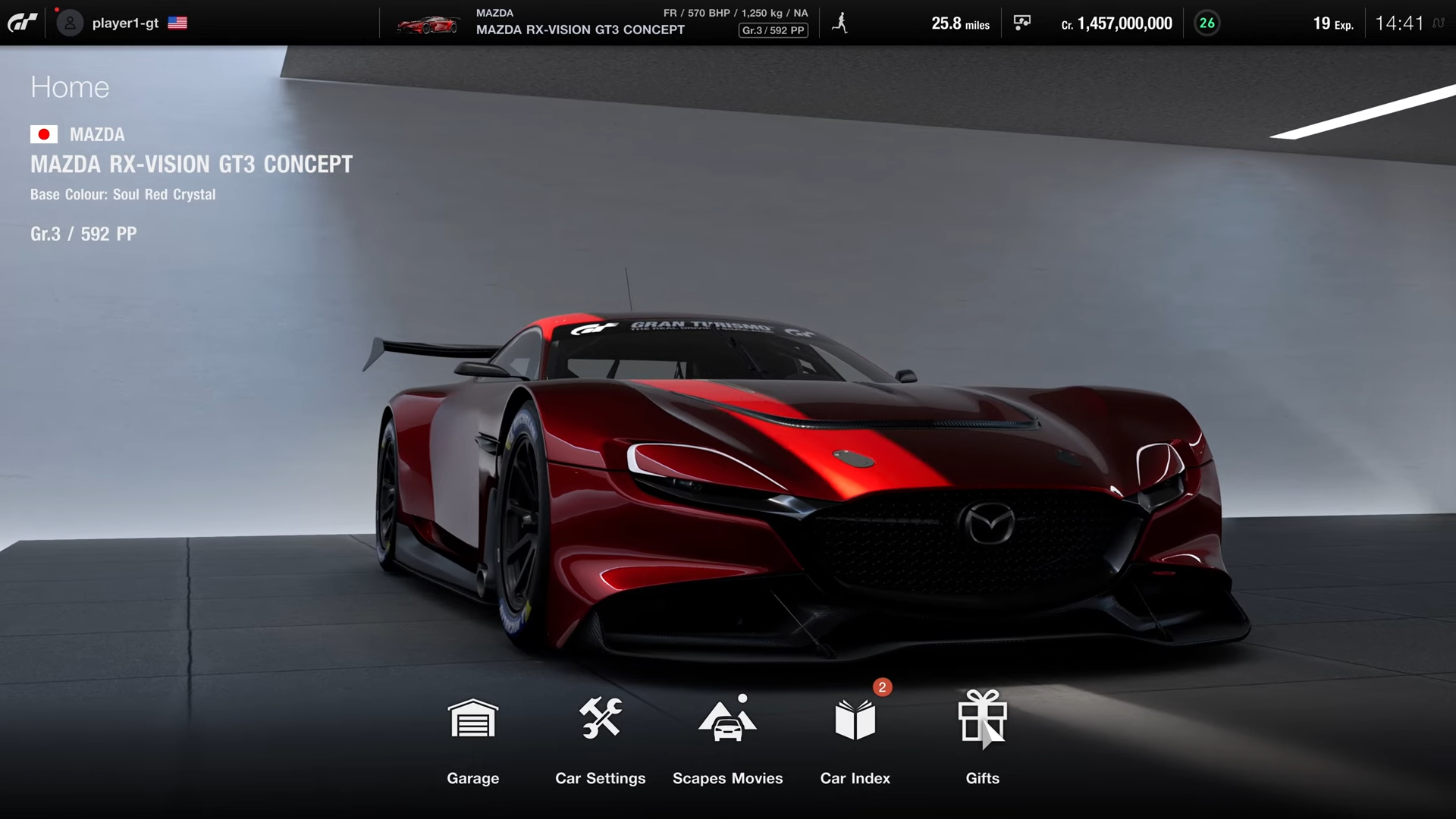 Garage. Similar to the 2020 builds, but with background set to what would end up being used in idle demo loops. The space where the player's name is shown on these builds was repurposed to be the currently active menu book in later ones. Garage. Similar to the 2020 builds, but with background set to what would end up being used in idle demo loops. The space where the player's name is shown on these builds was repurposed to be the currently active menu book in later ones.