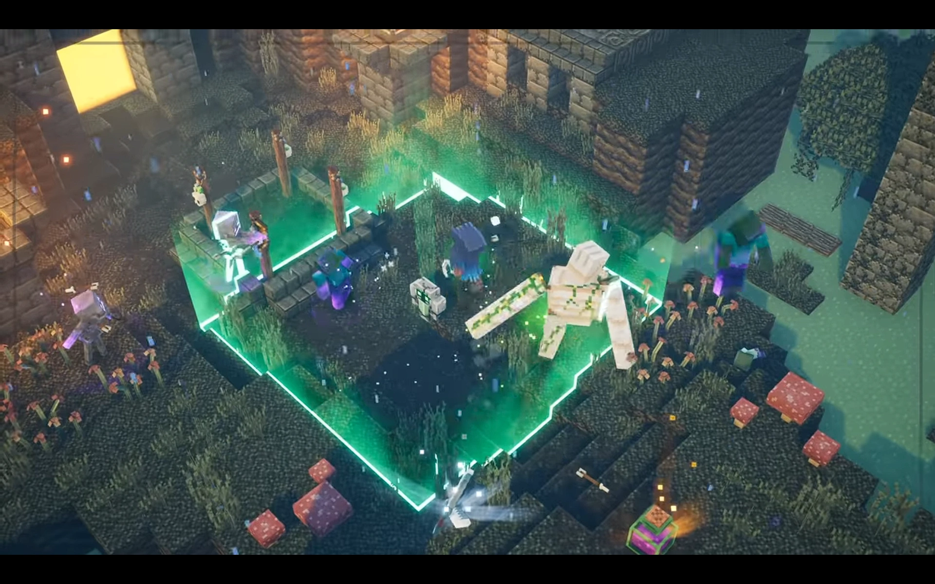 The Totem of Soul Protection seen being used in-game in the Minecraft Dungeons Diaries episode Meet The Team