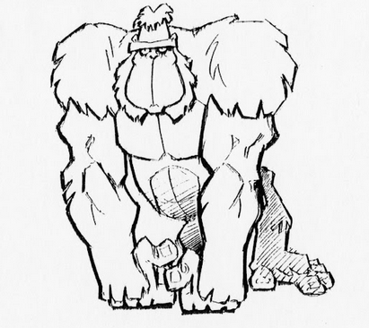 Sketch of a scrapped gorilla enemy (This was later used in Cortex Strikes Back) Sketch of a scrapped gorilla enemy (This was later used in Cortex Strikes Back)