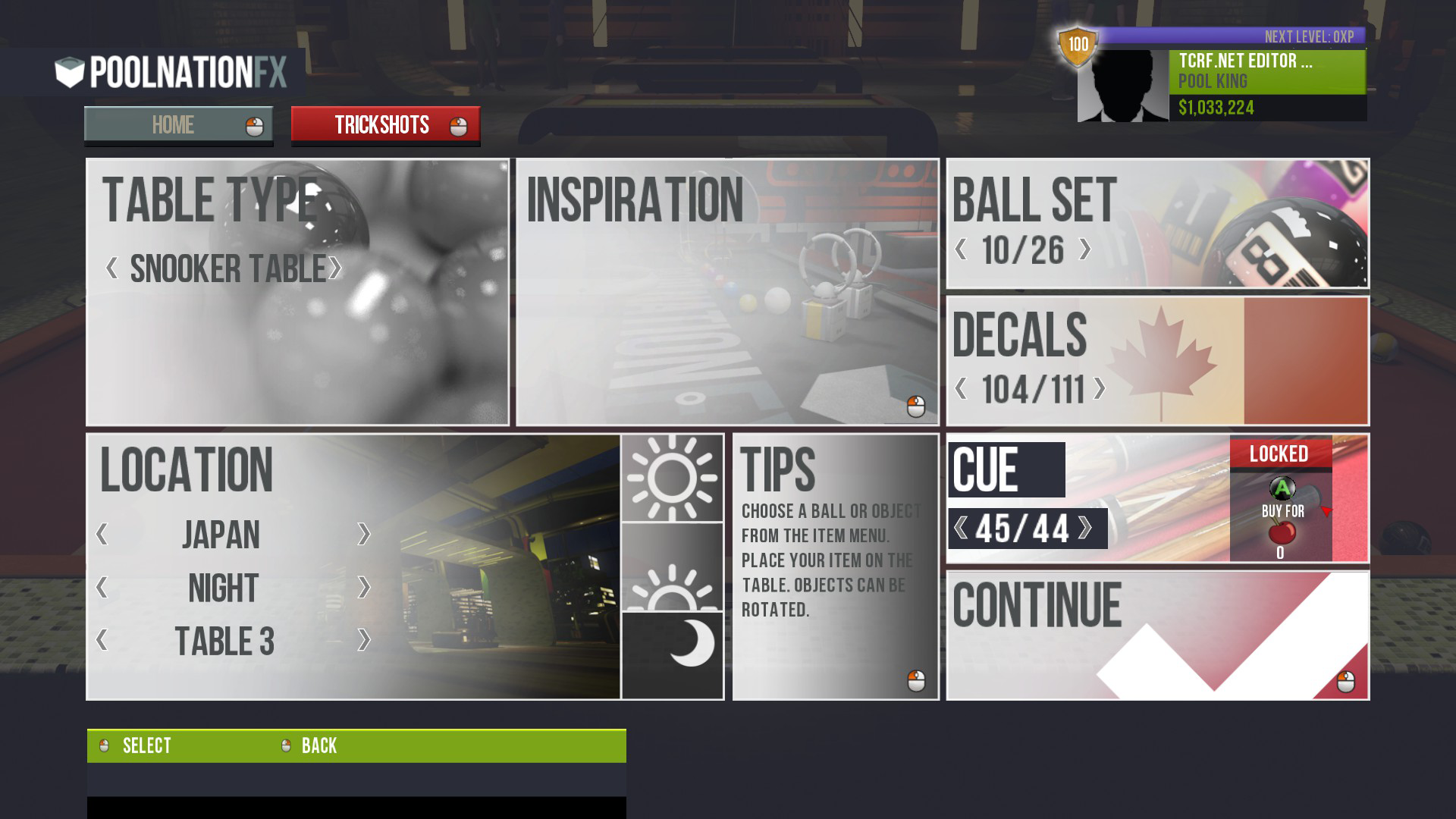 Hovering over the cue option seen in the 3rd screenshot in the gallery above.