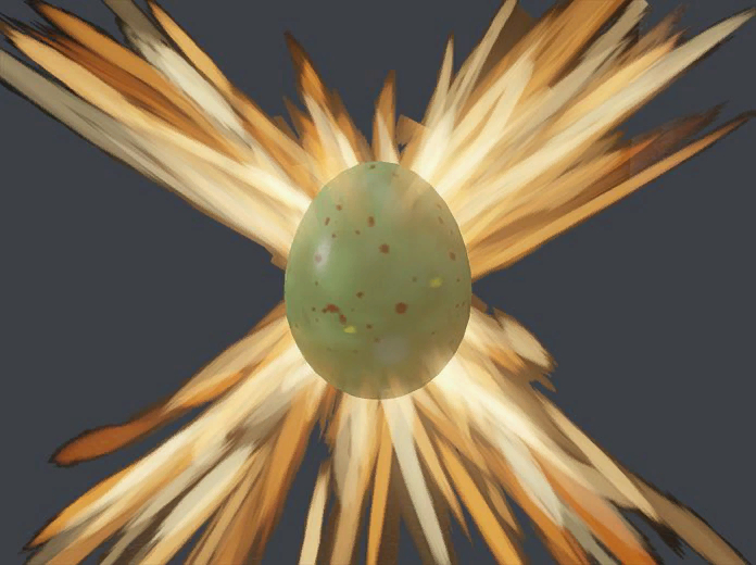 A Green Easter Egg from the Berlin Egg Hunt exploding.