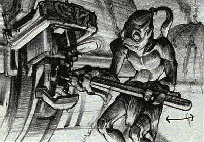 A Mudokon working on a machine. A Mudokon working on a machine.