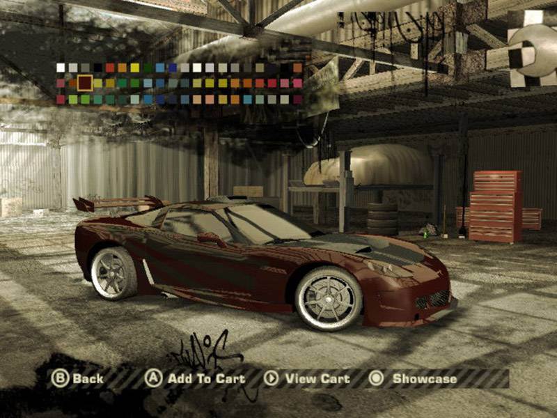 Underground 2 style paint customization screen. This was also used in Xbox/PS2 OPM demo menu (by modding/hacking).