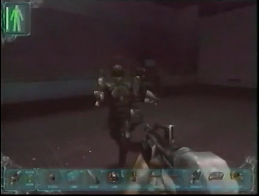 02:14 Majestic 12 troopers using assault rifles one-handed.