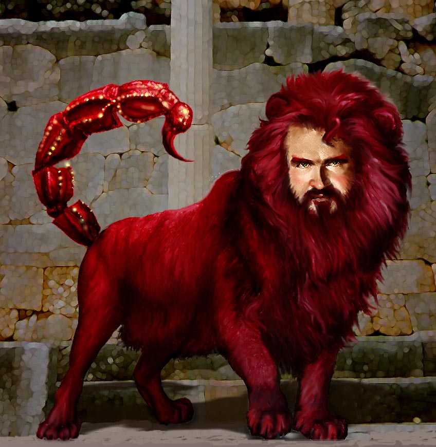Manticore with the face of George Almond.