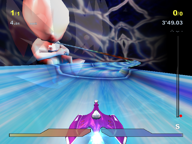 The end objective of the level, the data-consuming A.I. Baby. Note that it lacks textures and the area around it is heavily unfinished. The end objective of the level, the data-consuming A.I. Baby. Note that it lacks textures and the area around it is heavily unfinished.
