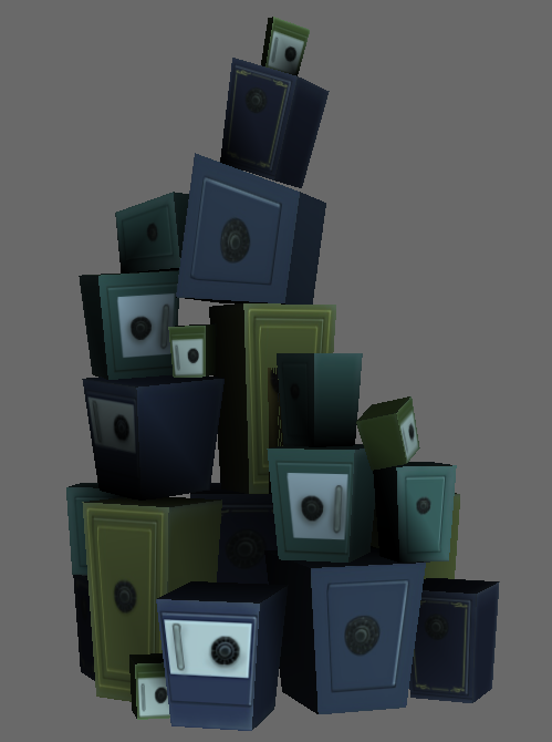 A pile of safes. A pile of safes.
