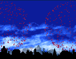 Blue skyline with fireworks Blue skyline with fireworks