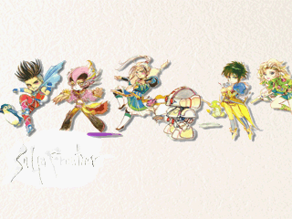Chibi/SD renderings of Red, Riki, Blue, T260G, Asellus, and Emelia. Chibi/SD renderings of Red, Riki, Blue, T260G, Asellus, and Emelia.