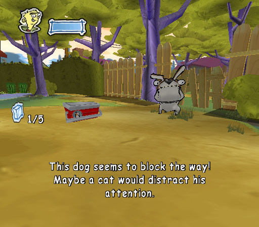 This dog seems to block the way! Maybe a cat would distract his attention.