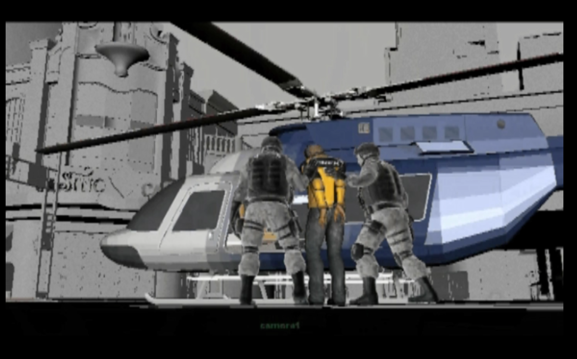 Chuck being arrested and taken into a helicopter by military personnel