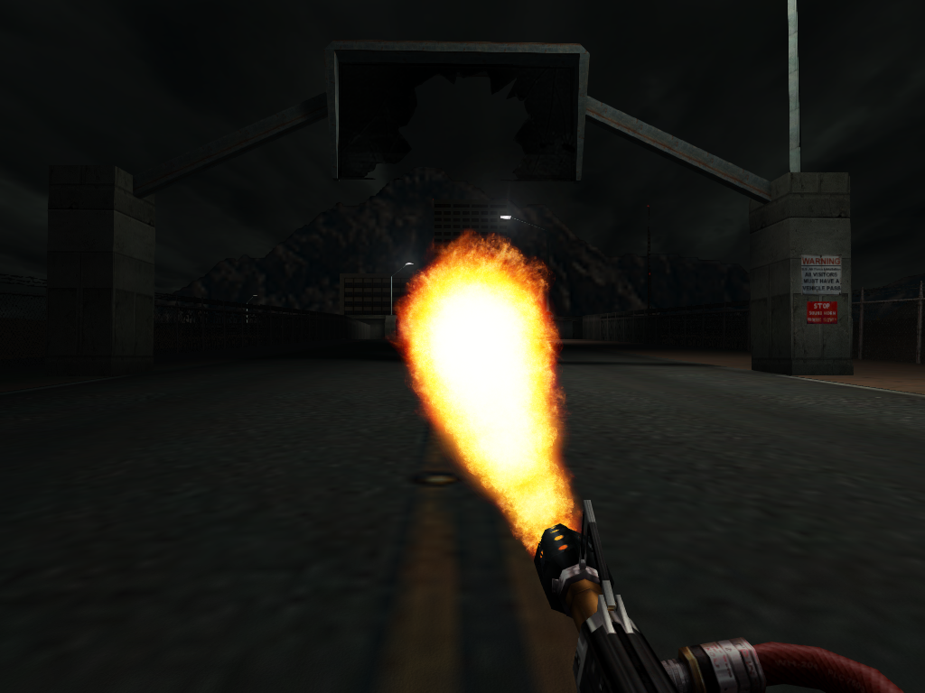 The flamethrower fire mode.
