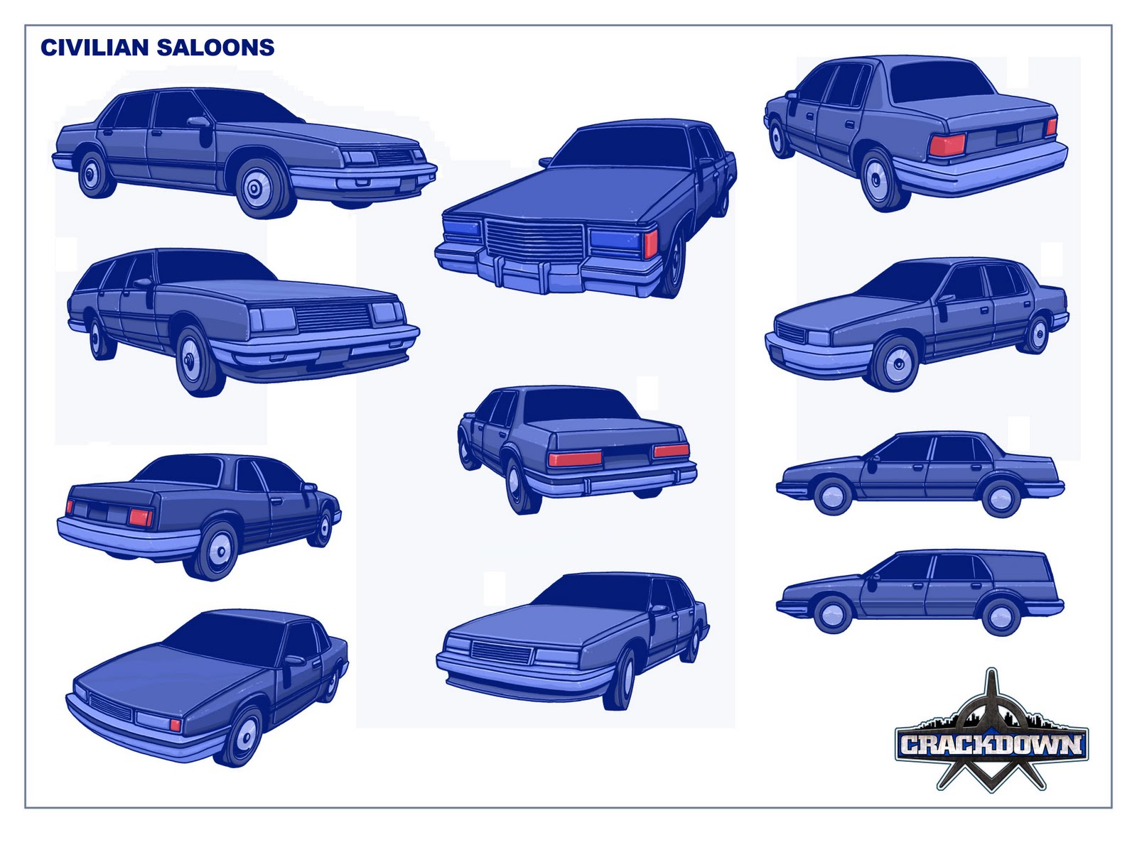 Concept art of various different Civilian vehicles.