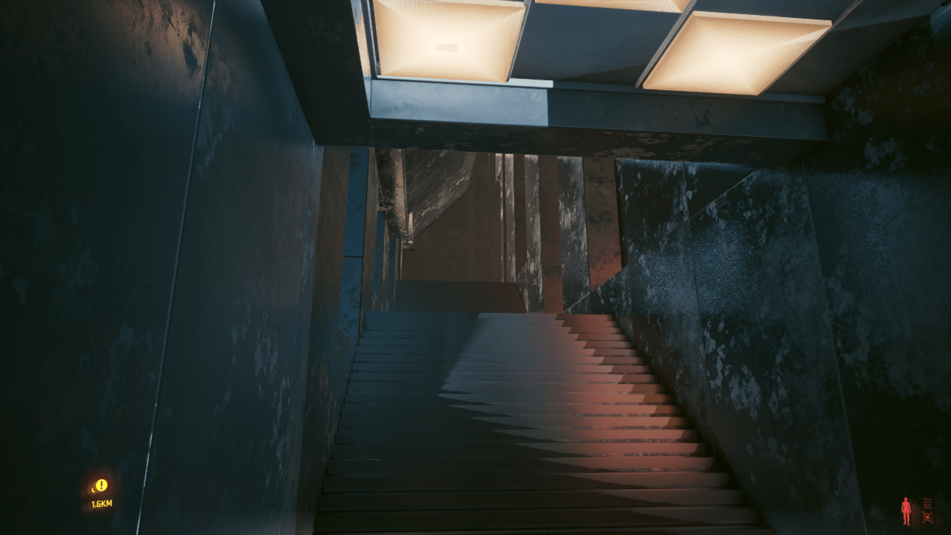 The stairwell leading to the AV bay; this is mirrored at the other end of the hallway The stairwell leading to the AV bay; this is mirrored at the other end of the hallway