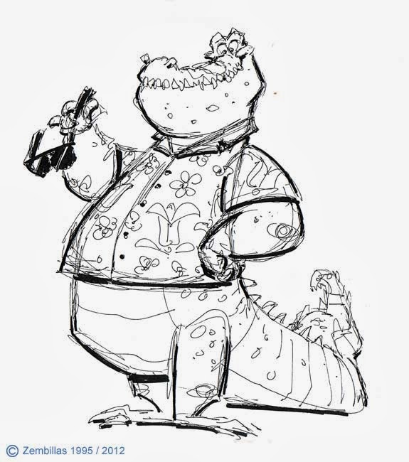 Sketch of a resort crocodile. Sketch of a resort crocodile.