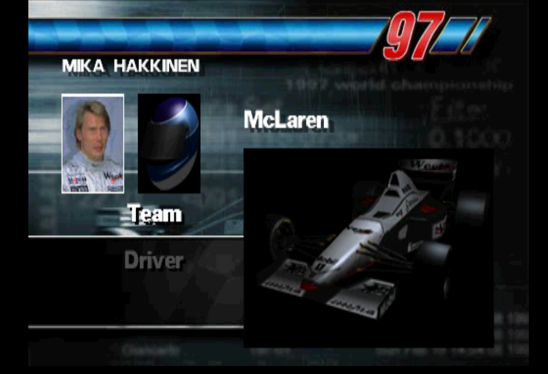 The preview image for McLaren shows it having the West tobacco sponsorship. This does not appear in the final game and the in-game car does not have the West logos. The logo can also be seen on Mika Hakkinen's race suit. No other team still has their tobacco sponsors.