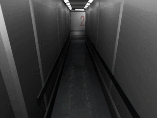 View from around the corner in the first image, facing back towards the two doors above.