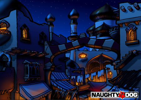 Concept art of the Arabian levels (nighttime) Concept art of the Arabian levels (nighttime)