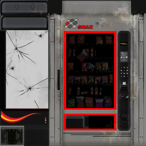 Inverted damaged vending machine.